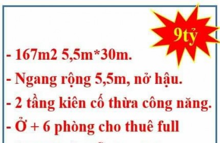 167m2(5.5*30)-2 tầng-HXH- Sát mặt tiền-Vừa ở+6 phòng cho thuê full.